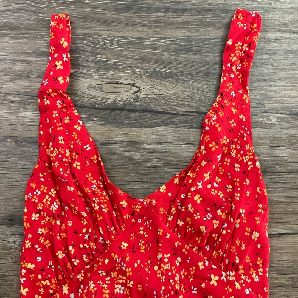 Reformation Red Floral Midi Dress - Picture 5 of 8